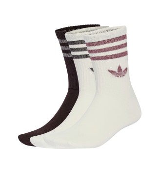 Adidas Calzini 3 Stripes Glitter 3 Paia Aurora Coffee Bianco | Adidas | 