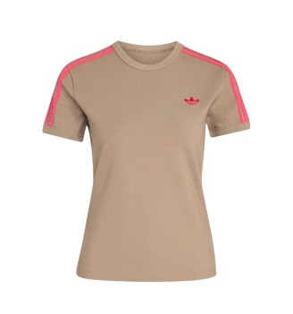 Adidas T-shirt 3 Stripes Slim Khaki Six Rosa | Adidas | 