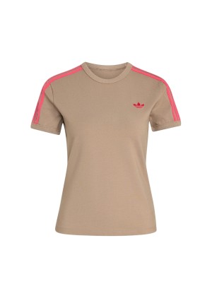 Adidas T-shirt 3 Stripes Slim Khaki Six Rosa | Adidas | 